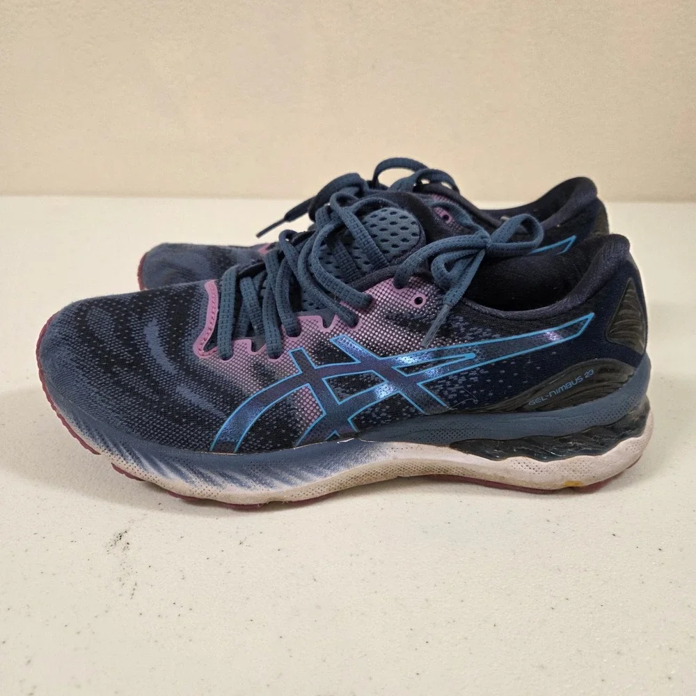 ASICS GEL-Nimbus 23 Womens 8.5‎ Wide Running Shoes French Blue 1012A884
